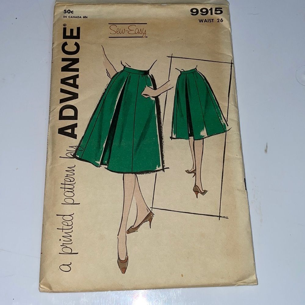 Vtg 60s Advance uncut misses skirt sewing pattern